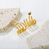 17.5*18mm Four-Link C-Shaped Adhesive White Diamond Ear Stud, Gold