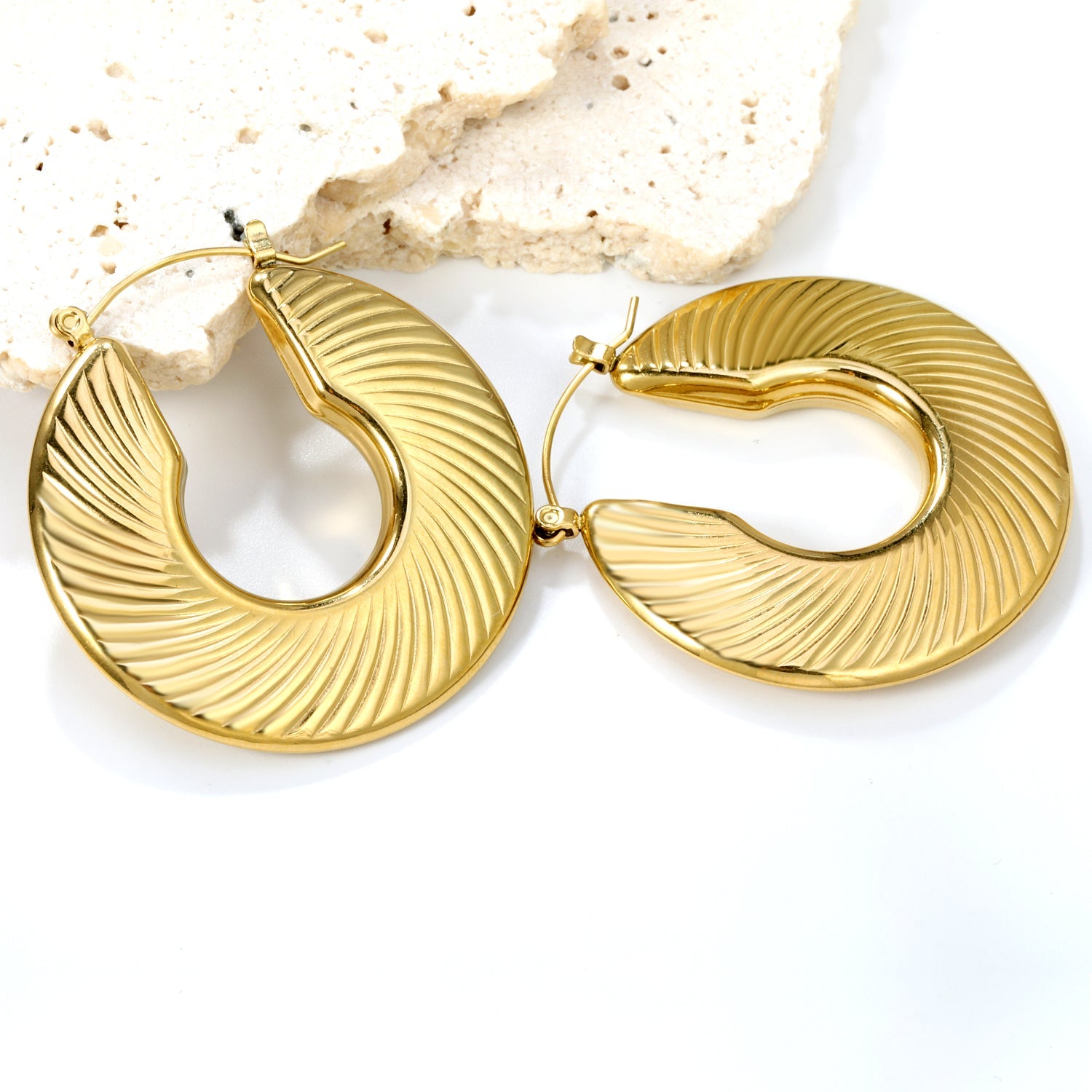 Hollow open round threaded earloop*40.2mm Gold color asonjewelry