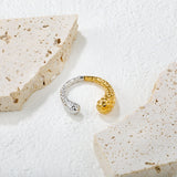 Two - Tone Gold - Silver Textured - Linked Open Ring