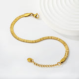 4.0-inch engraved Great Wall pattern knife blade chain 17+3cm+6mm round tail brand bracelet, steel color/golden