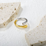 Two - Tone Gold - Silver Curved Open Ring