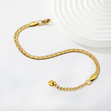 4.00 pieces of flower-shaped blade chain 17+3cm+6mm with round end, brand "Yuanzhi", bracelet, steel color/golden
