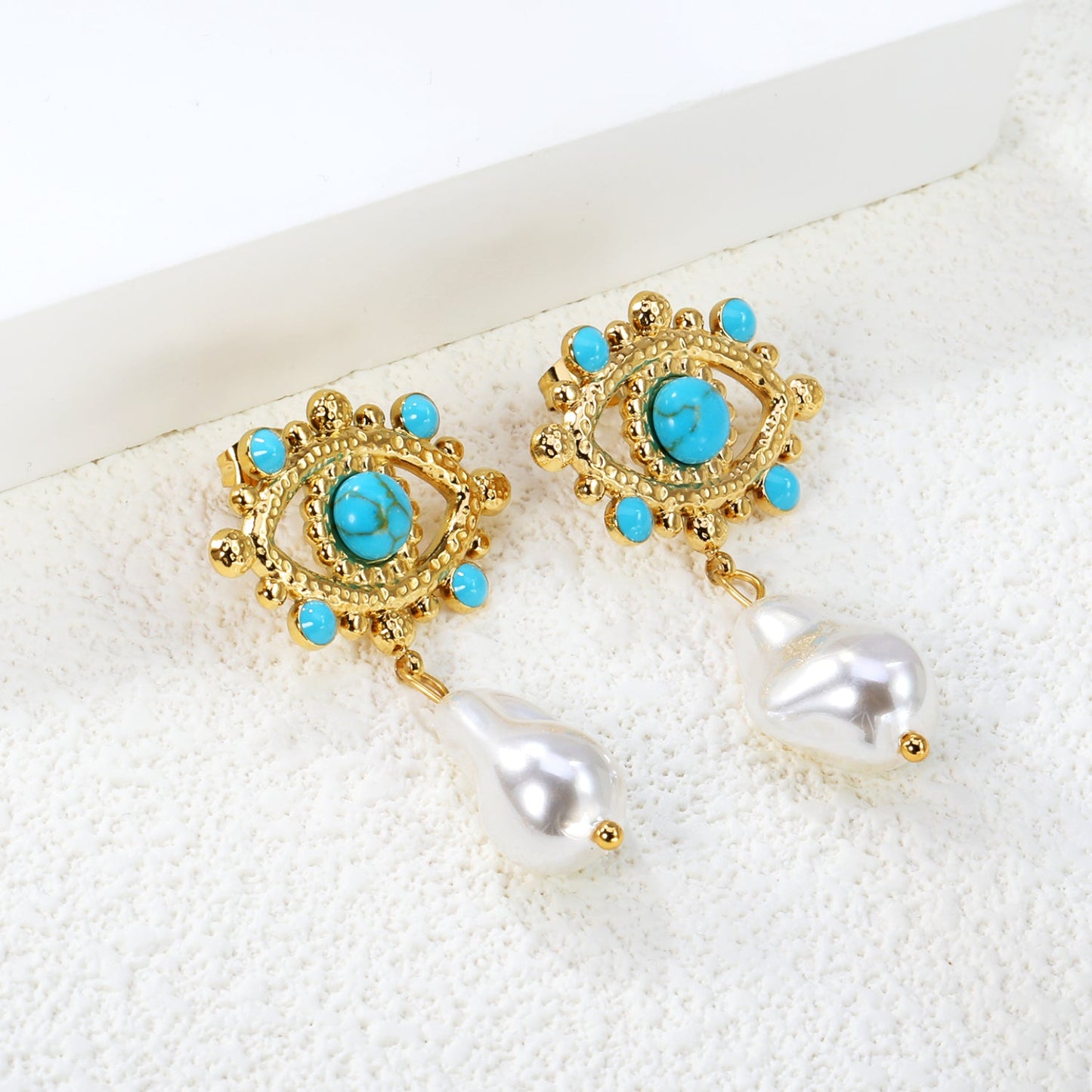 26.2*20mm eyelet with imitation pearl +11.5*16.2mm shaped imitation pearl earrings gold color/golden asonjewelry