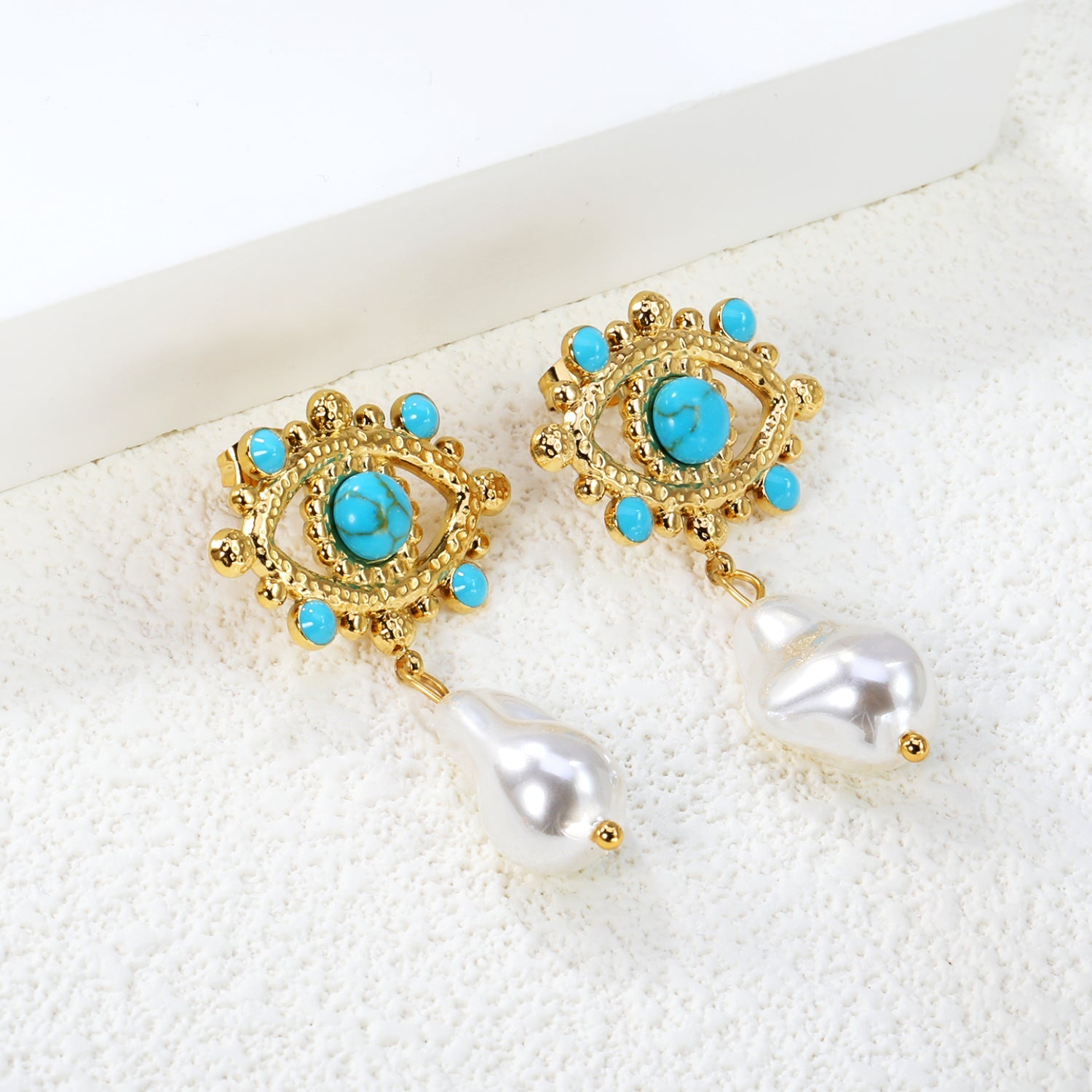 26.2*20mm eyelet with imitation pearl +11.5*16.2mm shaped imitation pearl earrings gold color/golden asonjewelry