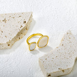 Gold Double Square Mother - of - Pearl Open Ring