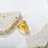 Gold - Plated Stainless Steel Asymmetric Wave Ring
