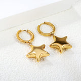 2.5*12mm circle +21mm hollow star earrings gold color