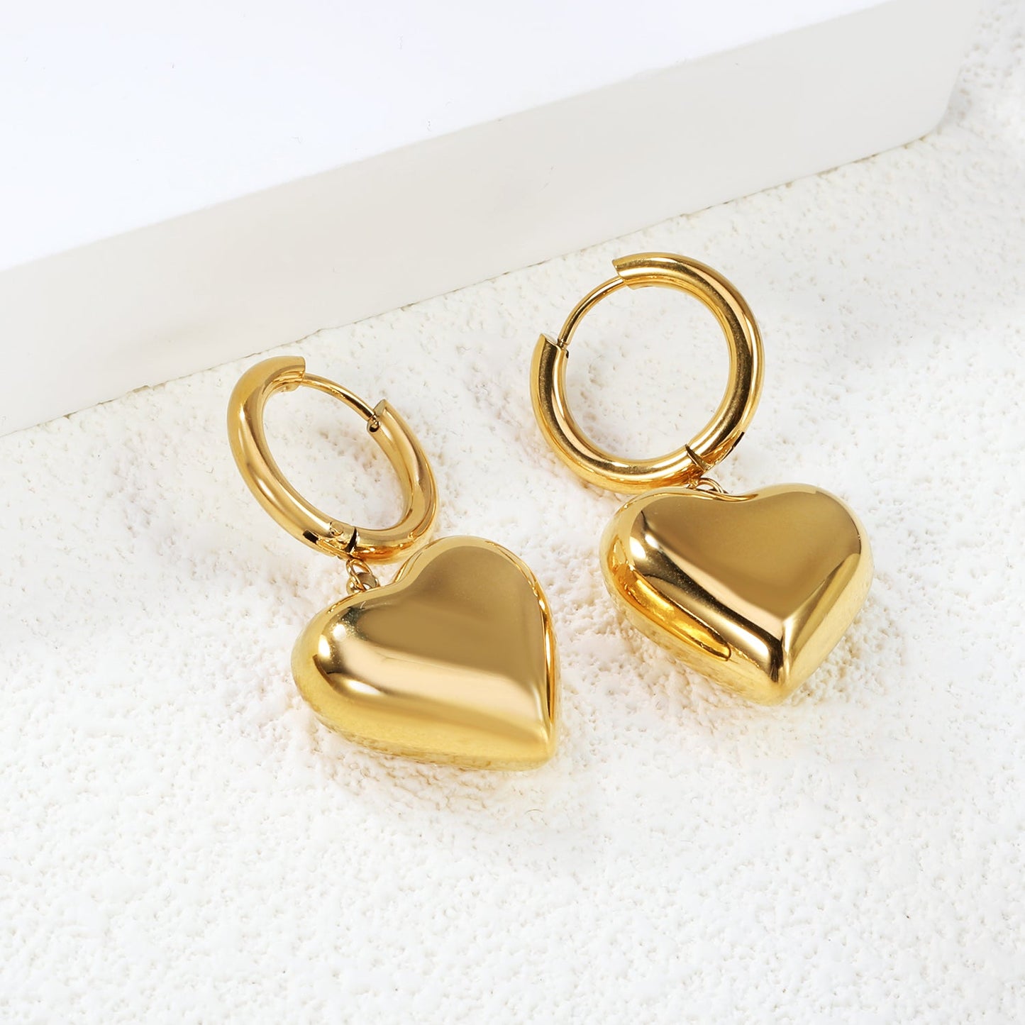 2.5*12mm circle +19*18.4mm hollow heart earrings Gold color asonjewelry