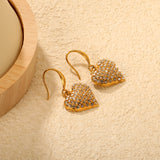 Ear hook + 16.64 * 16.3mm heart-shaped imitation Czech white diamond earrings, gold color