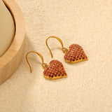 Ear hook + 16.64 * 16.3mm heart-shaped imitation Czech white diamond earrings, gold color
