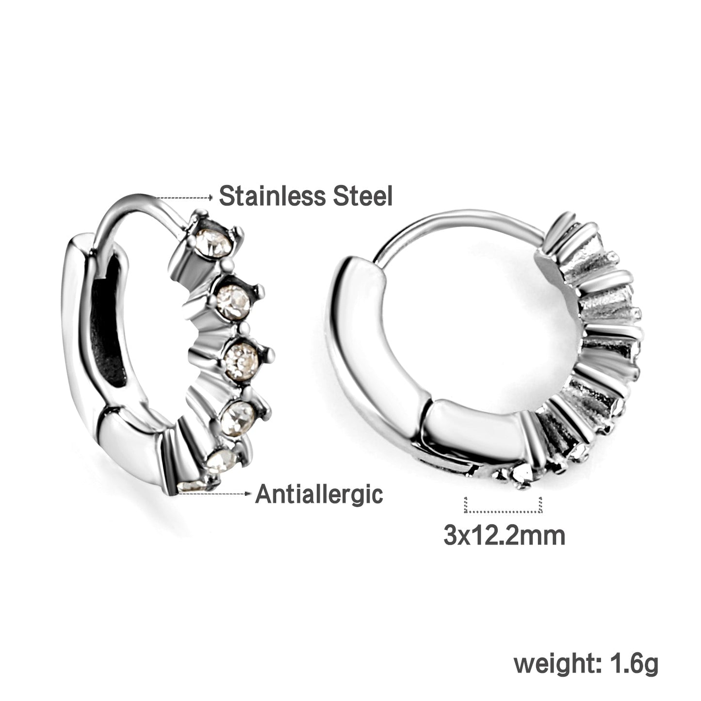 6 White Diamond Earring Clips 3*12mm asonjewelry