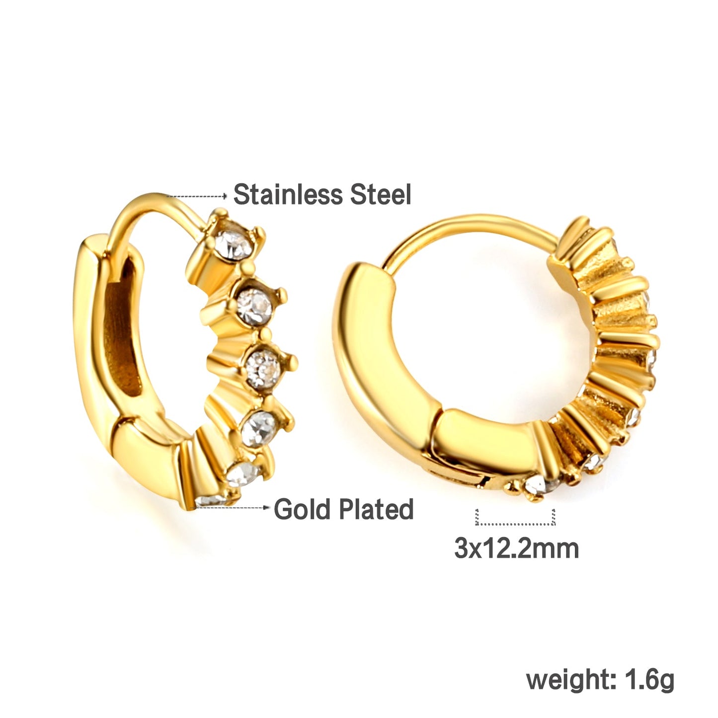 6 White Diamond Earring Clips 3*12mm asonjewelry