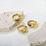 Gold - Plated Twisted Knot Rings with Diamond, Blue - Green & Emerald Gemstones