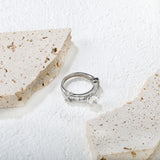Stainless Steel Ring with Round Center Diamond & Rectangular Side Diamonds