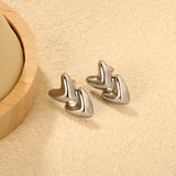 14*23mm heart-shaped earrings, steel color / gold color