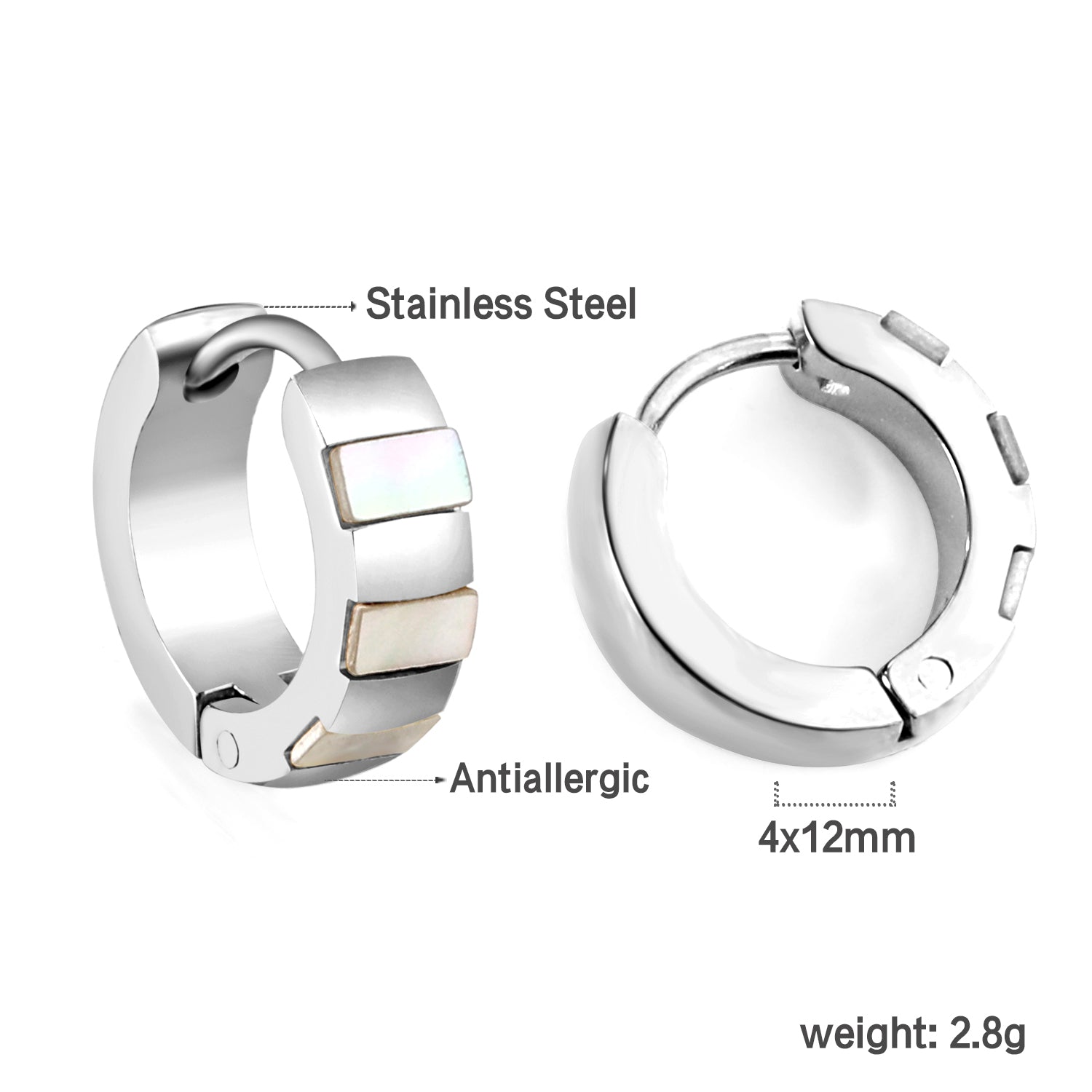 Round Earrings with White Seashells 4*12mm asonjewelry