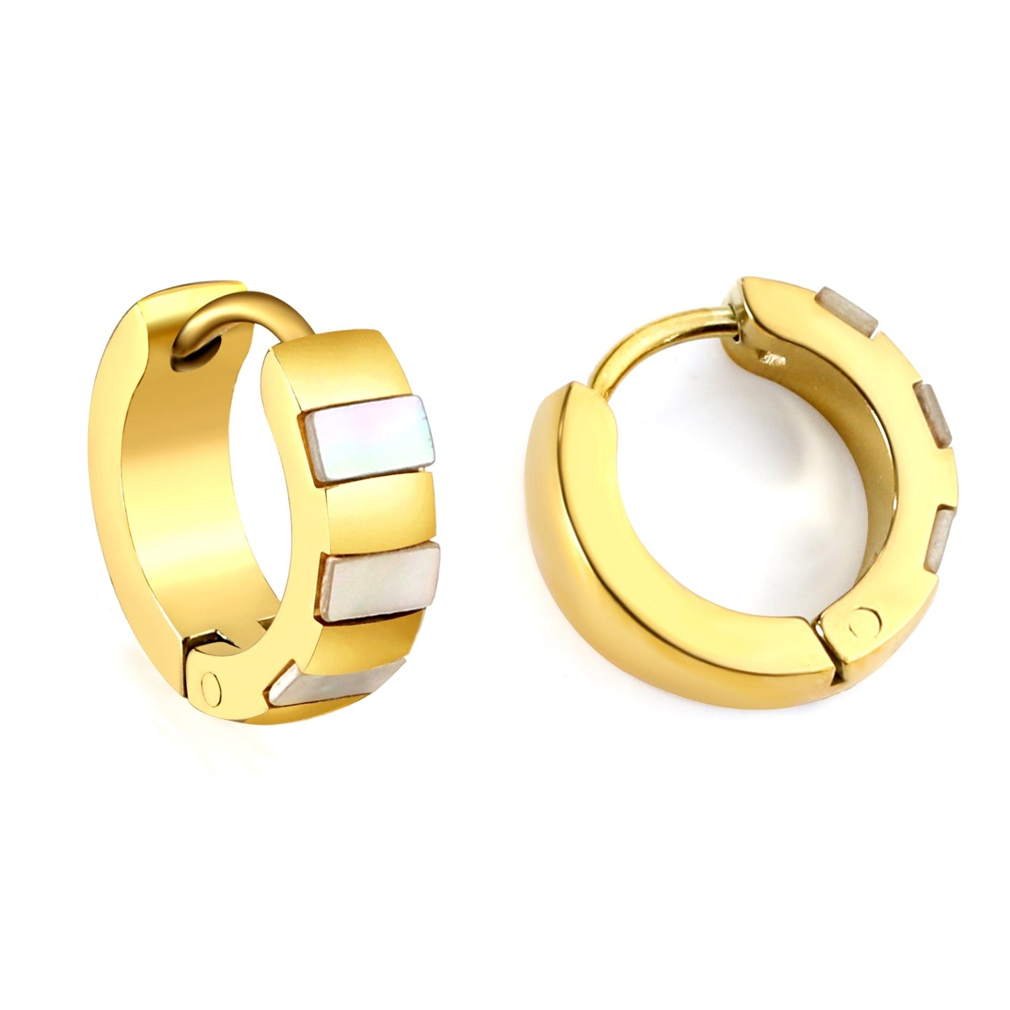 Round Earrings with White Seashells 4*12mm asonjewelry