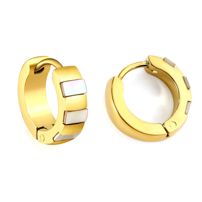 Round Earrings with White Seashells 4*12mm asonjewelry