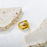 Gold Dual - Wave Twisted Band Ring