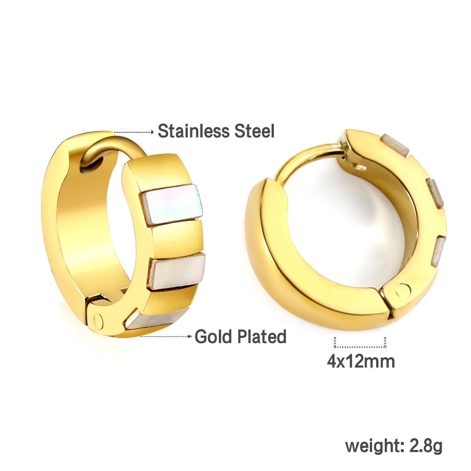 Round Earrings with White Seashells 4*12mm asonjewelry