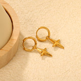 2.0* 10mm ear hook 3.8mm lathe ring 12.7*16.3mm cross-shaped earring steel color/golden