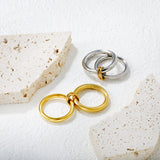Stainless Steel & Gold - Plated Double - Loop Intertwined Rings