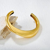 Width 14mm, inner diameter 60mm, irregular smooth C-shaped bracelet, steel color/gold color