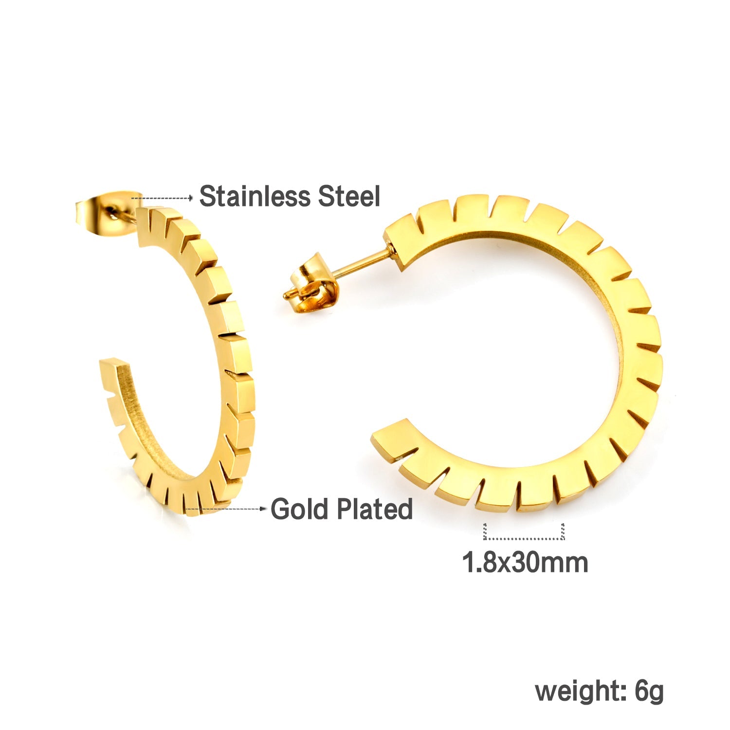 C-shaped gear lugs 1.8*30mm asonjewelry