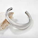 Width 14mm, inner diameter 60mm, irregular smooth C-shaped bracelet, steel color/gold color