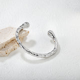 6mm wide, 60mm inner diameter hammered texture teardrop bracelet Steel color/gold color