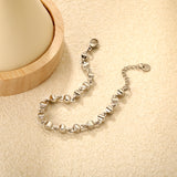Width 5mm, thickness 5mm, special-shaped bead-link chain, 18+3cm+6mm round tail label, bracelet, steel color/golden