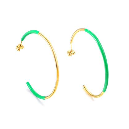 Pink & Blue & Green Circle Open Earrings 2*50mm asonjewelry