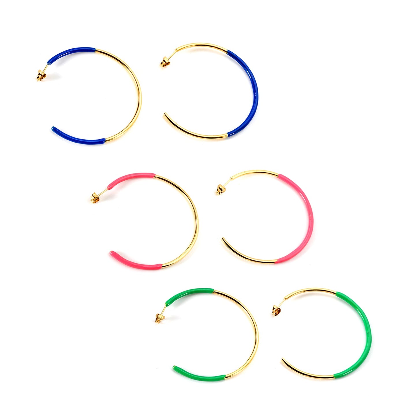 Pink & Blue & Green Circle Open Earrings 2*50mm asonjewelry