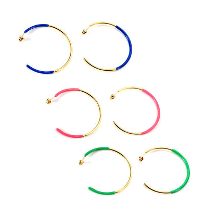 Pink & Blue & Green Circle Open Earrings 2*50mm asonjewelry