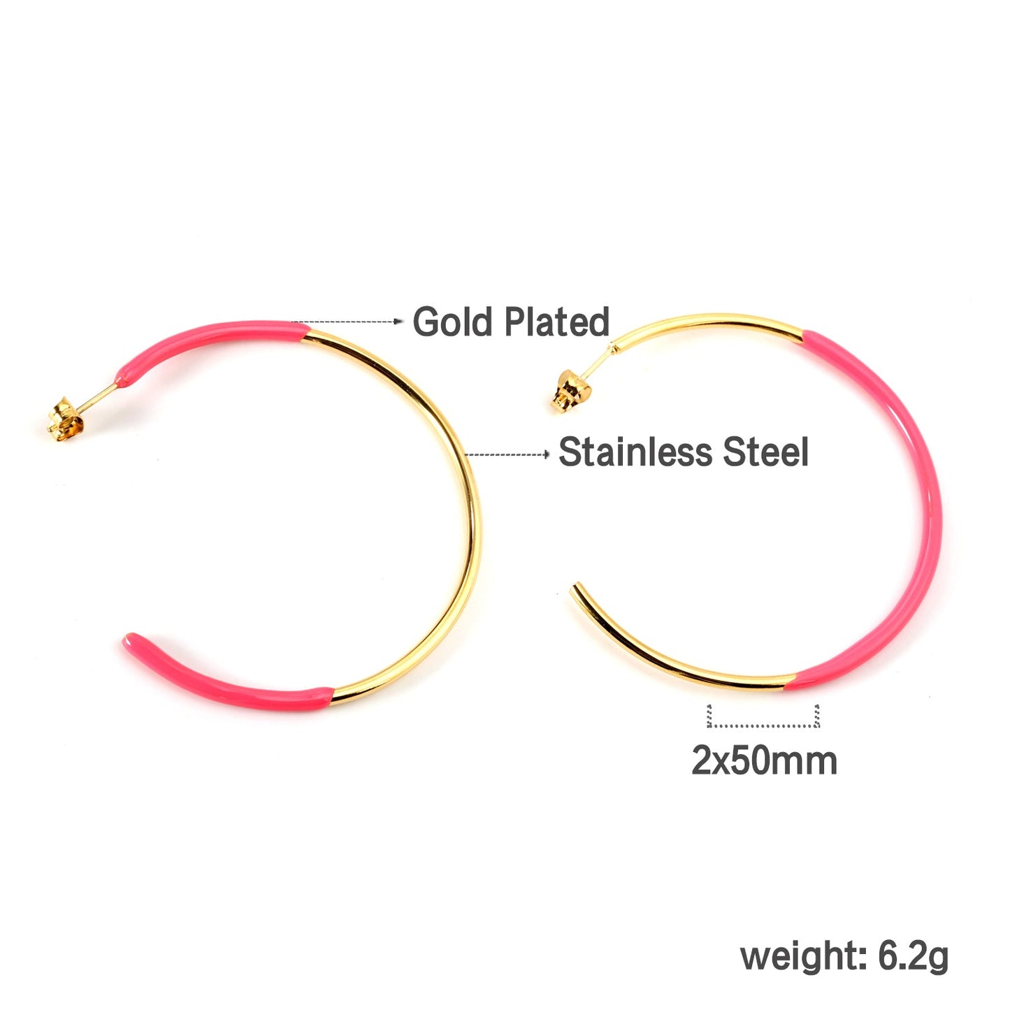 Pink & Blue & Green Circle Open Earrings 2*50mm asonjewelry