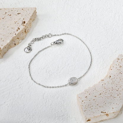 8.6 x 6.8mm raised edge oval 0.3 cross chain bracelet 18+3cm+6mm round pendant Steel color/gold color asonjewelry