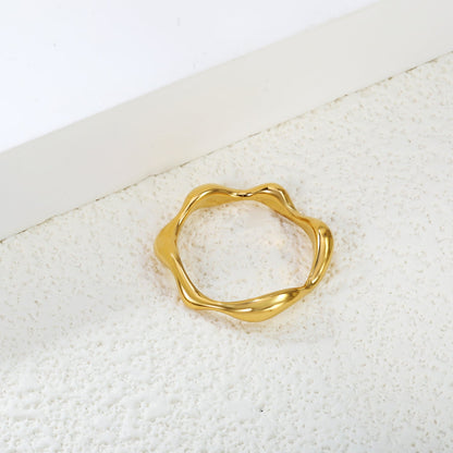 New irregular glossy wave abstract fashion eating ring asonjewelry