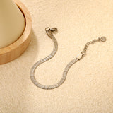 4.0-inch engraved Great Wall pattern knife blade chain 17+3cm+6mm round tail brand bracelet, steel color/golden