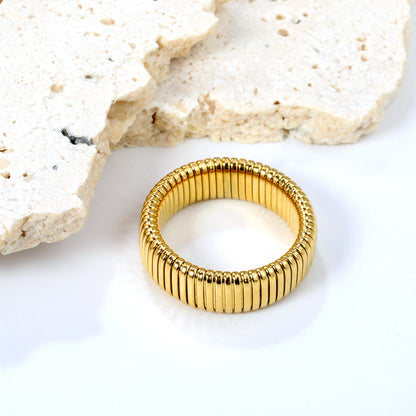 7mm Stainless Steel Gold Color Ring asonjewelry