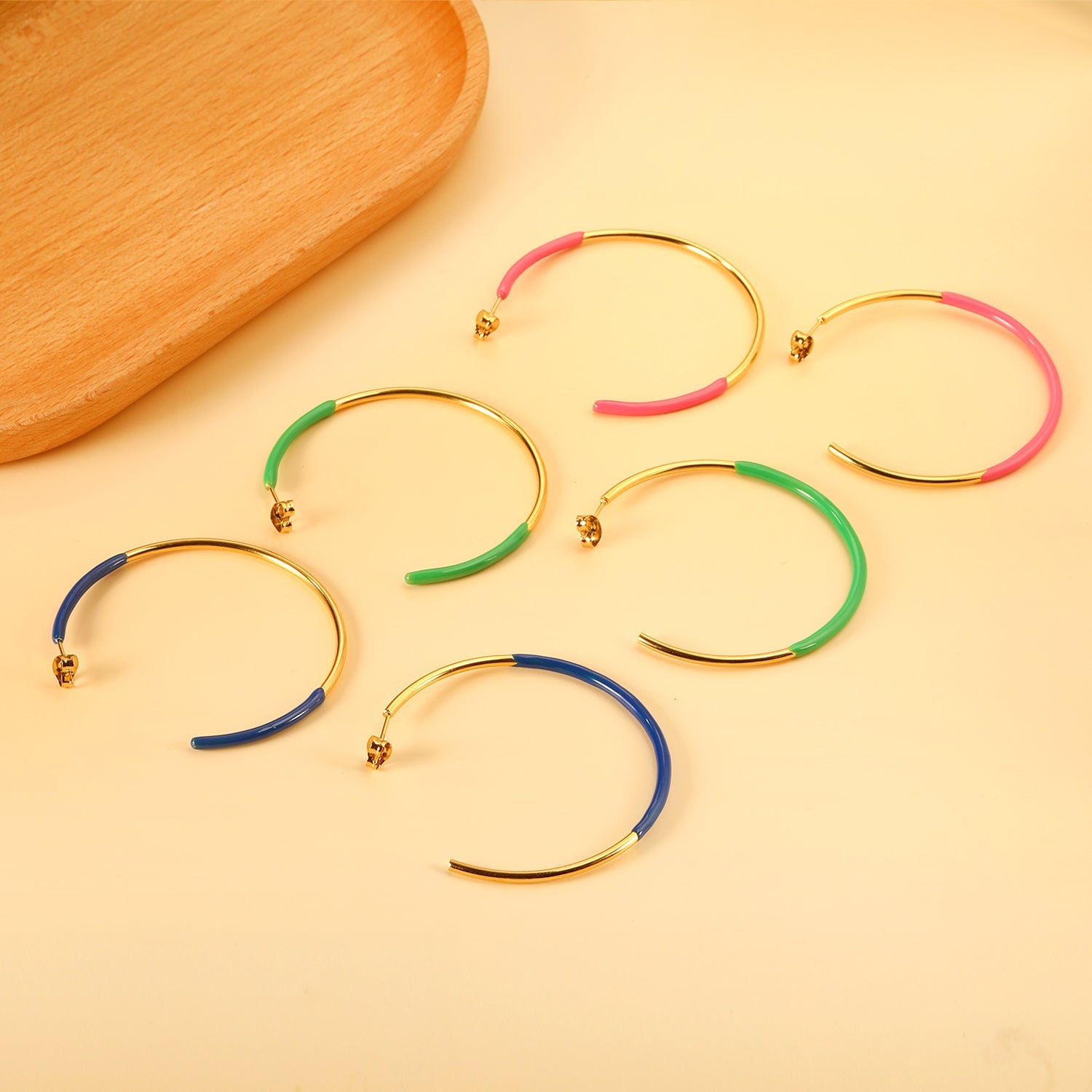 Pink & Blue & Green Circle Open Earrings 2*50mm asonjewelry
