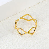 New stainless steel hollow diamond-shaped open-ended ring