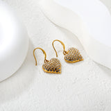 Ear hook + 16.64 * 16.3mm heart-shaped imitation Czech white diamond earrings, gold color
