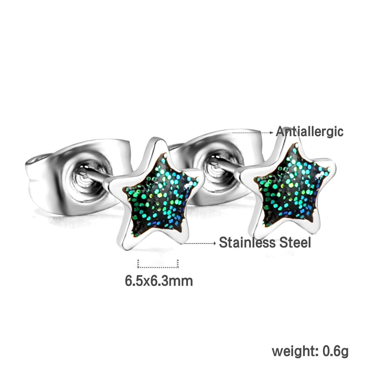 Star with Blue Cutout Stud Earrings asonjewelry