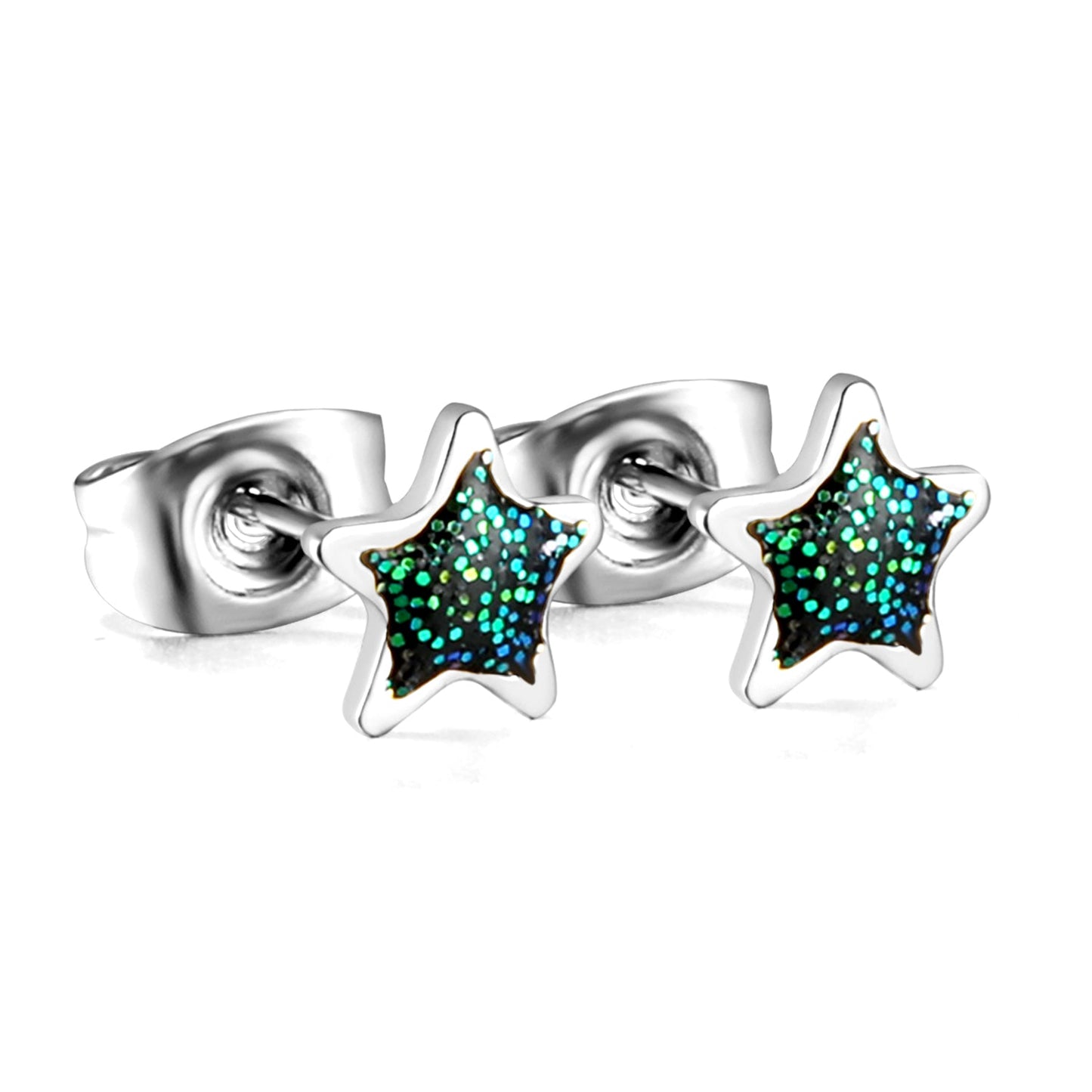 Star with Blue Cutout Stud Earrings asonjewelry