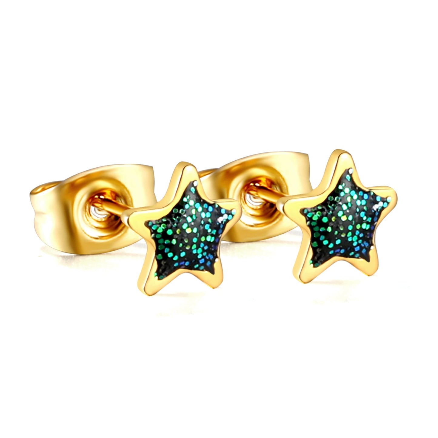 Star with Blue Cutout Stud Earrings asonjewelry