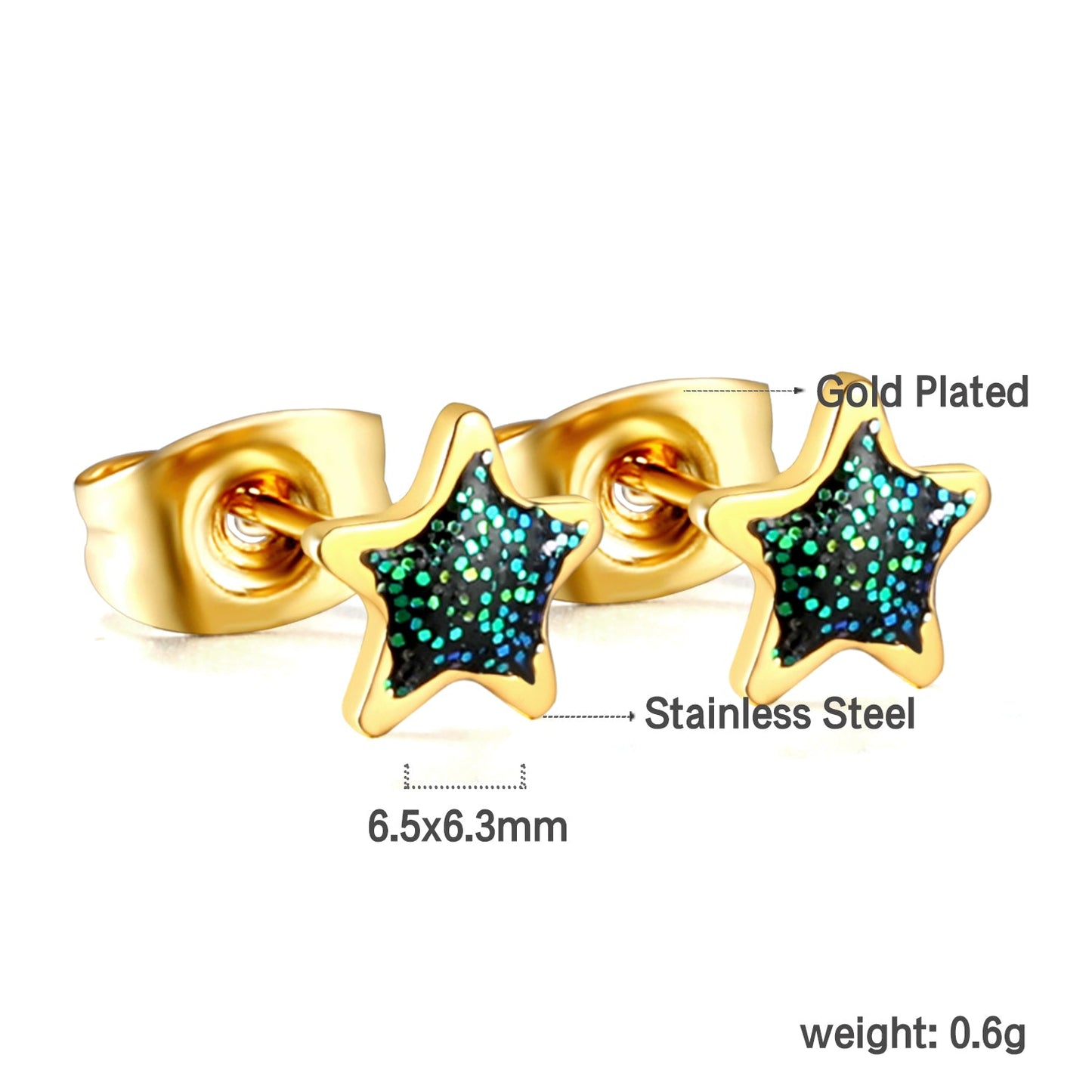 Star with Blue Cutout Stud Earrings asonjewelry