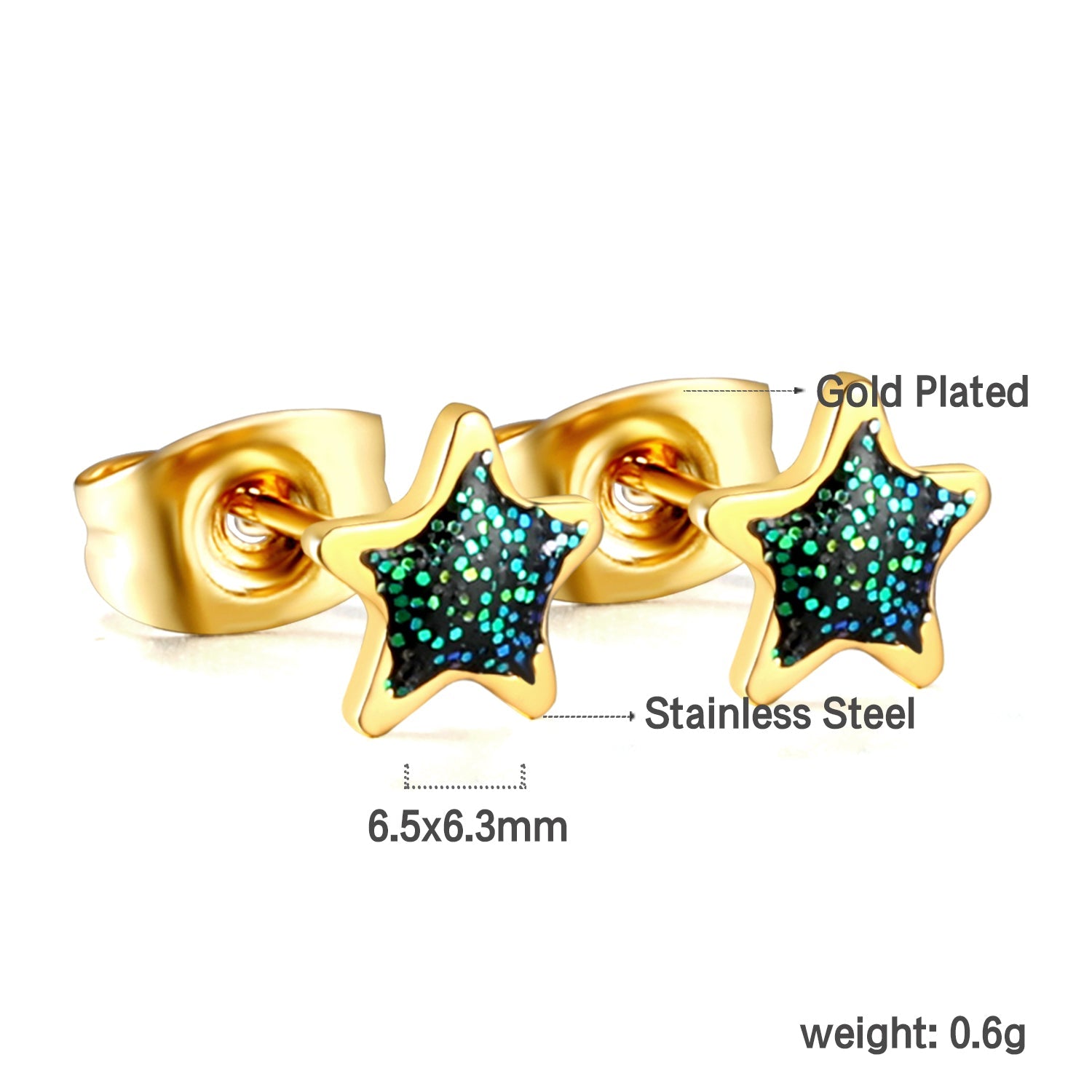 Star with Blue Cutout Stud Earrings asonjewelry