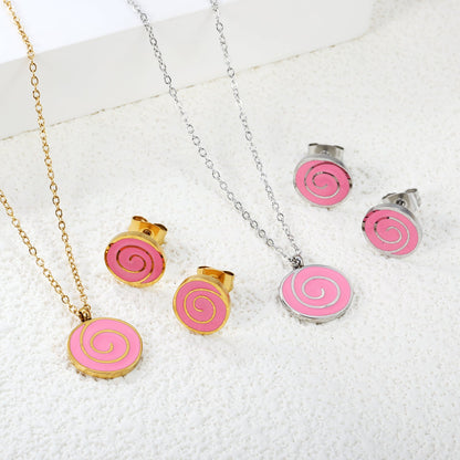 Bobbleboard Candy with Powder Drip Oil Set 0.3 Cross 40+5cm+6mm Round Plaque Earrings: 10.3*9.5mm Pendant: 12.3*11.5mm Steel Color/Golden Color asonjewelry