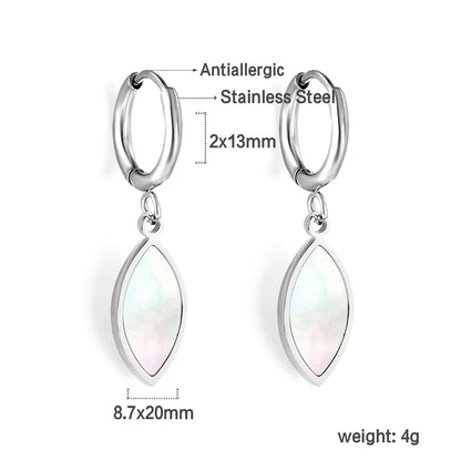 2024 New Year Fashionable Leaf-shaped White Shell Earrings asonjewelry