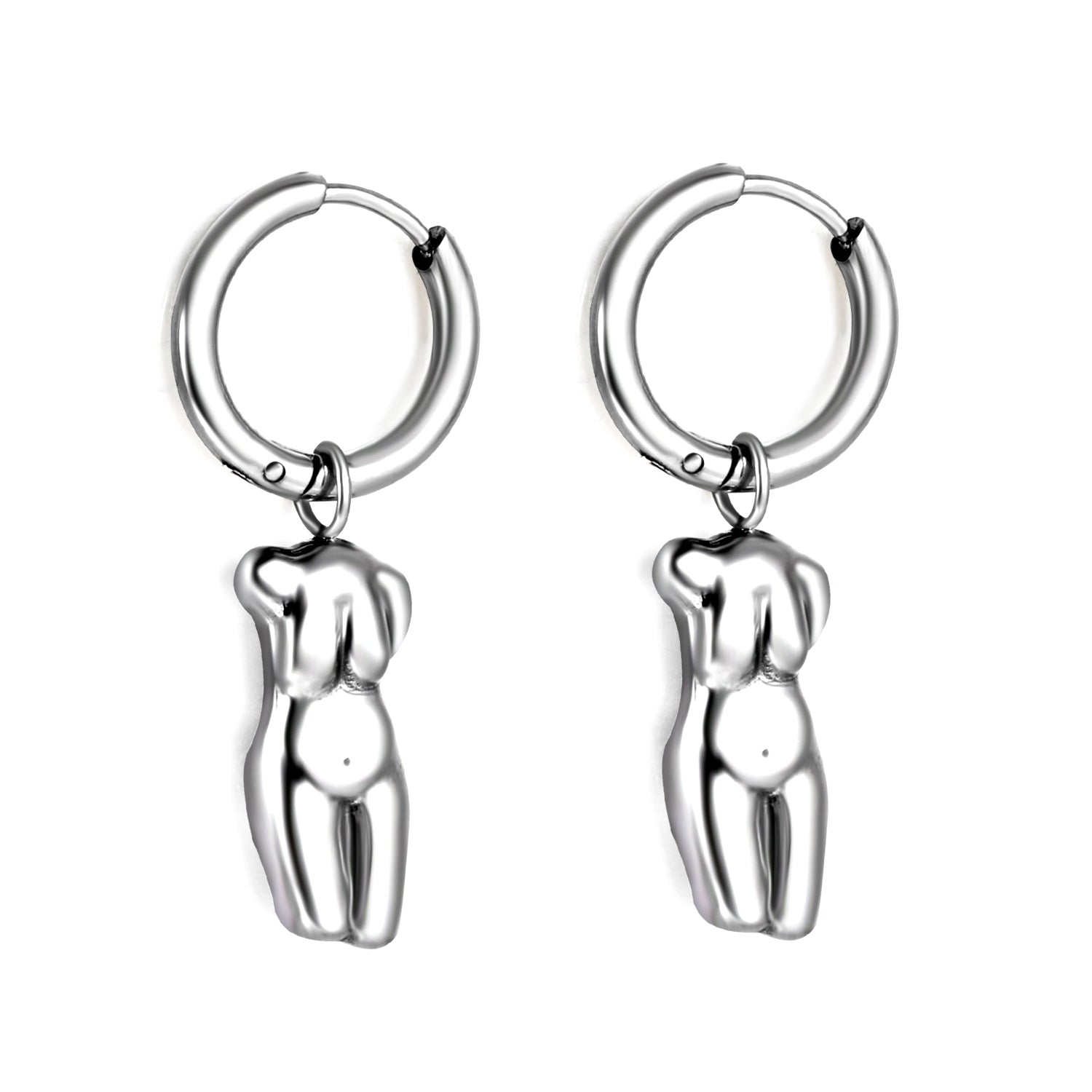 2*10mm Circle with Garment Model Earrings 7.4*17.6mm Steel/Golden asonjewelry